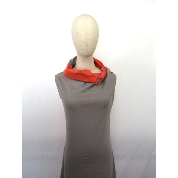 Like new Maya Epler handmade knit grey and coral dress, size S-M - Picture 8 of 14